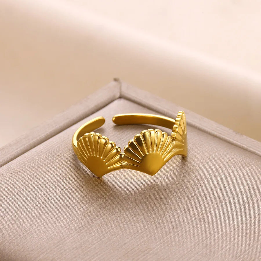 Heart & Star Open Ring – 18K Gold Stainless Steel