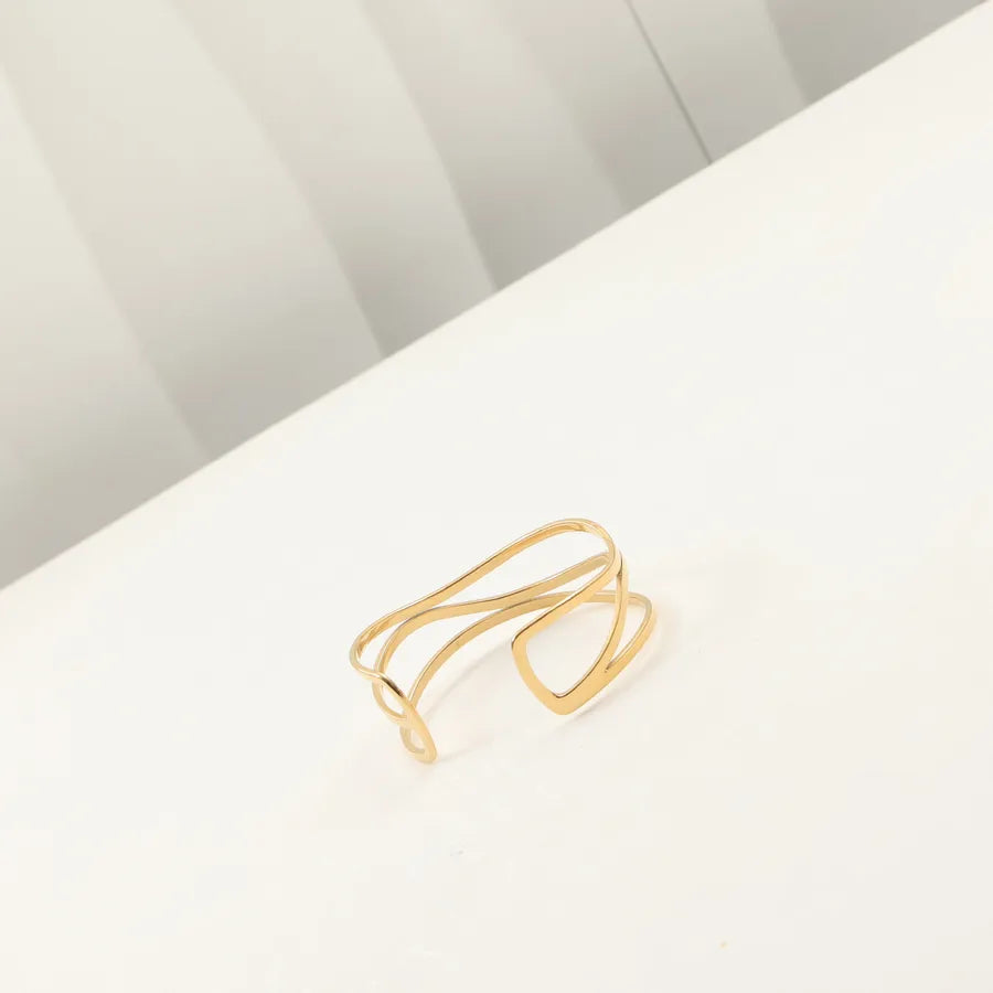 18K Gold Plated Wide Line Stainless Steel Bangle