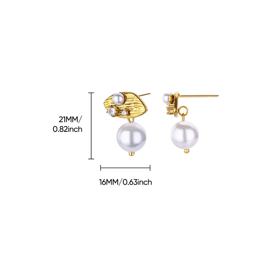 Colorful Pearl & Zircon Stud Earrings – 18K Gold 10