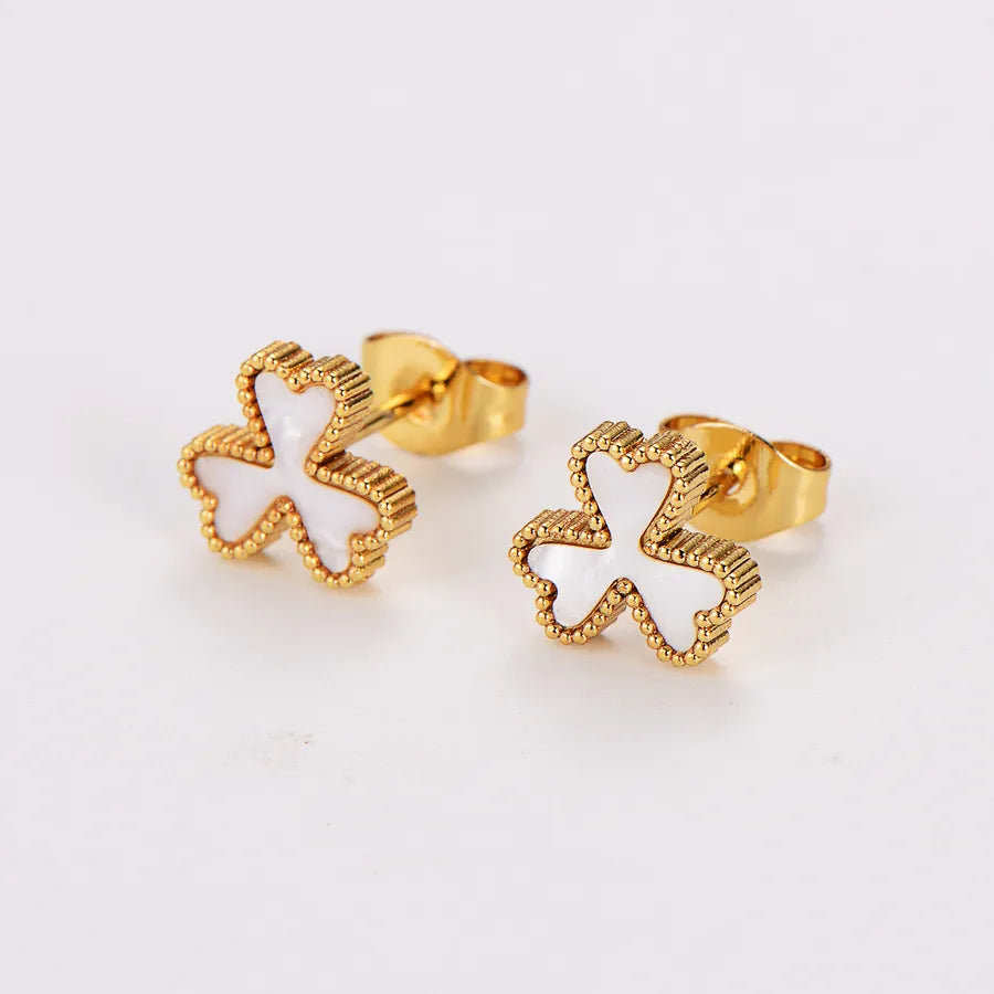 Gold Heart Stainless Steel Stud Earrings - 12 Pairs