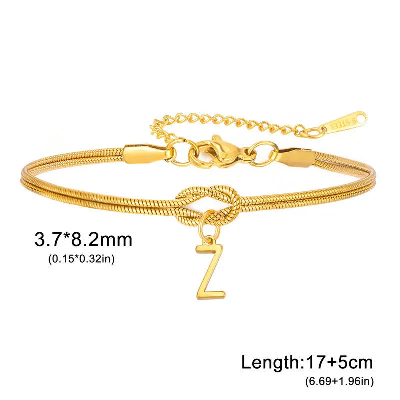Double Layer Stainless Steel Letter Bracelet Letter Z ( Gold )
