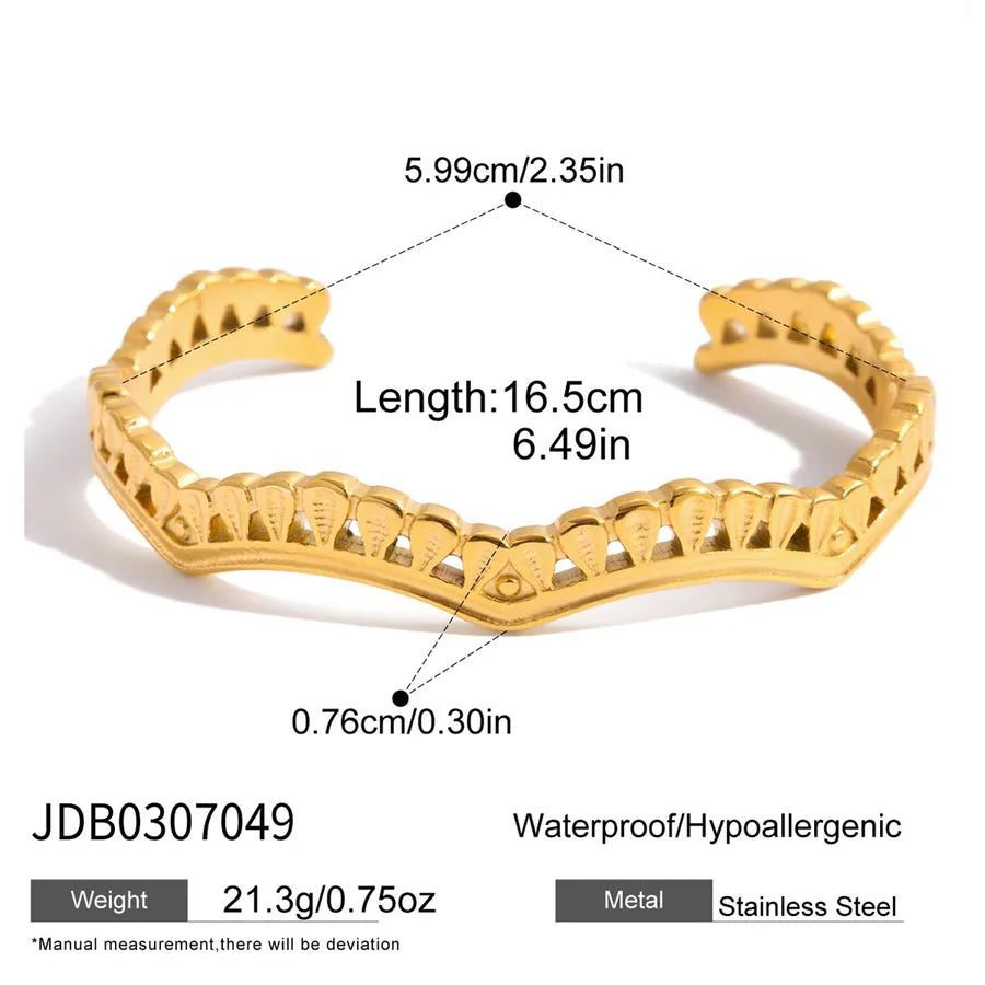 18K Gold Plated Lace Stainless Steel Bangle JDB0307049