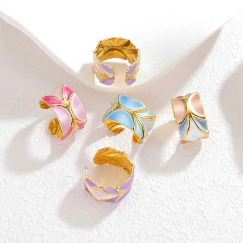 18K Gold Plated Enamel Stainless Steel Ring