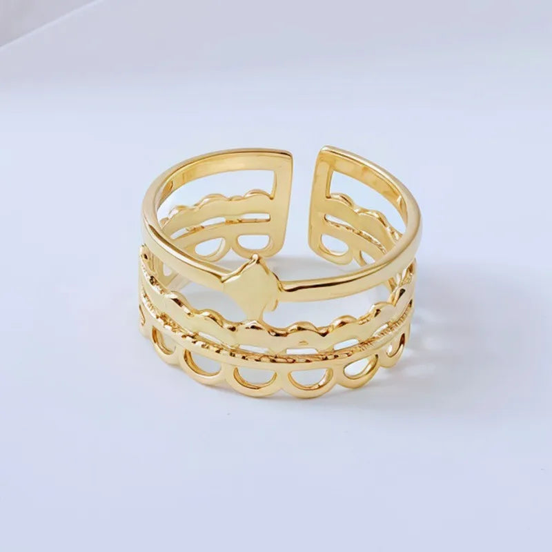 Gold Bamboo Titanium Steel Open Ring Adjustable Opening Golden Hydraulic J01