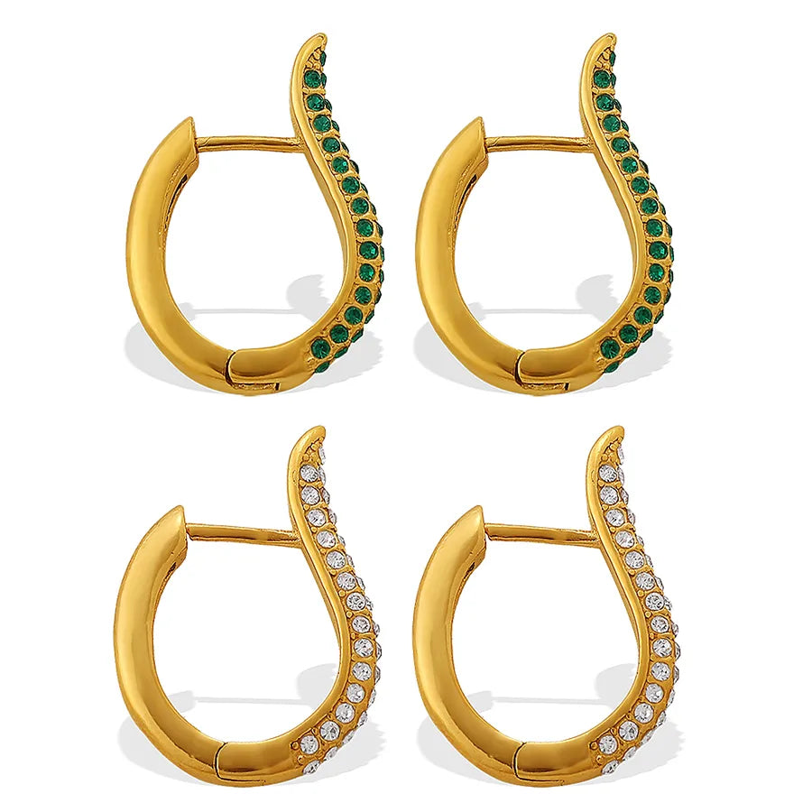 18K Gold Plated Diamond Hoop Earrings