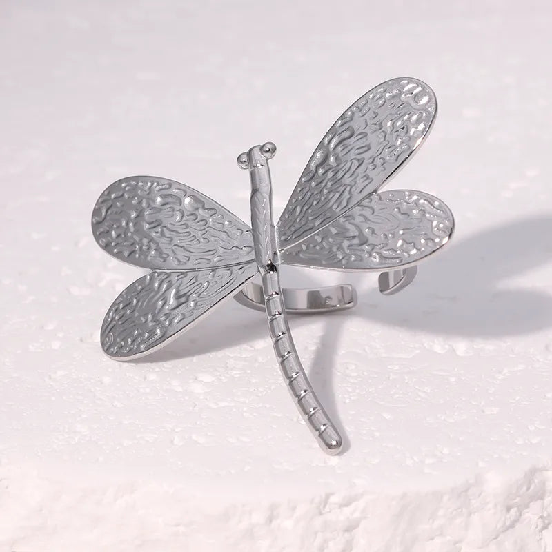 Gold Plated Dragonfly Open Ring for Women