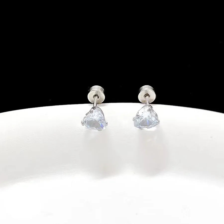 Gold Star & Heart Zircon Flat Back Earrings Silver