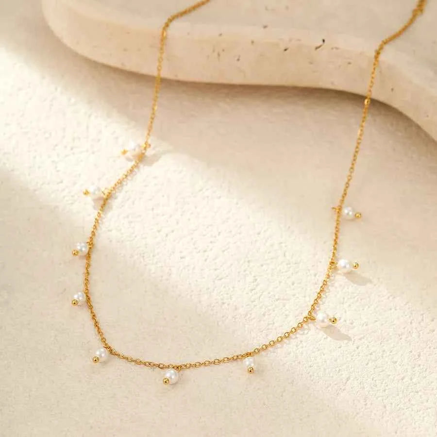 18K Gold Plated Pearl Tassel Necklace for Women