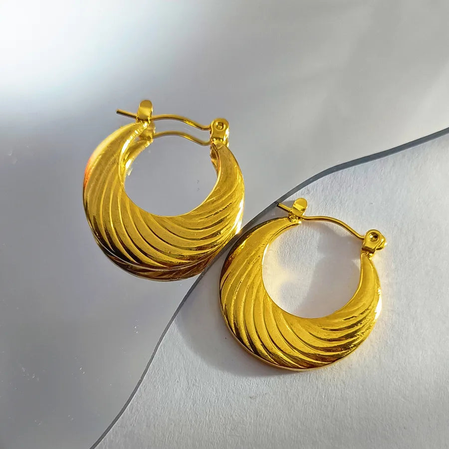 Elegant Gold Titanium Steel Hoop Earrings Gold Earrings 5