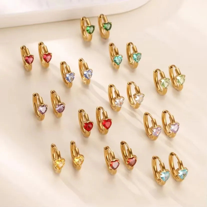 Heart-Shaped Color Diamond Earrings in 18K Gold