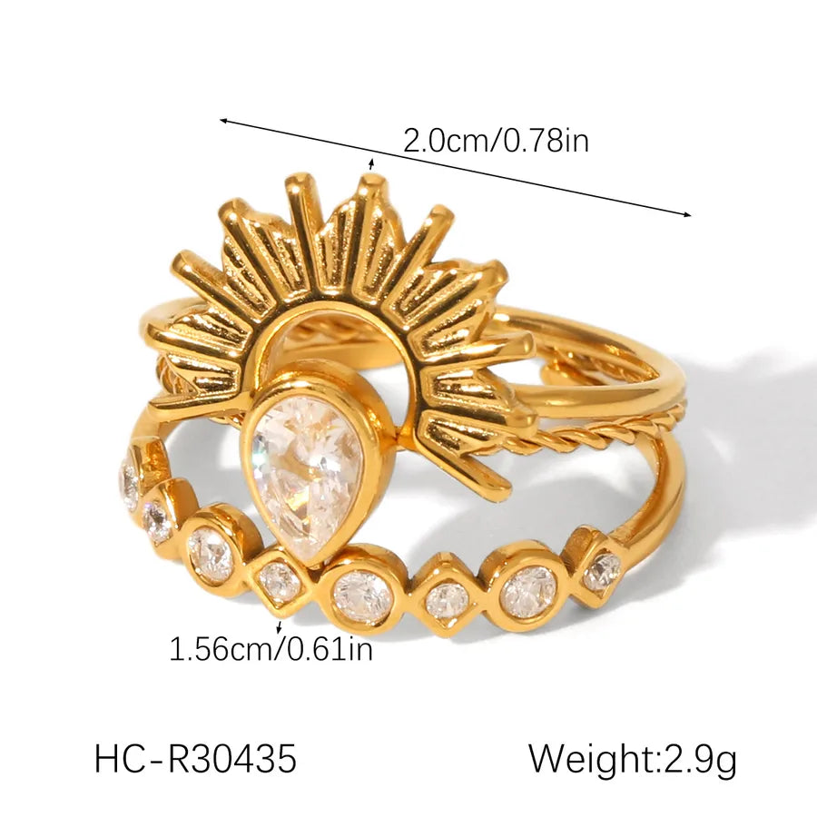 Star Flower Bow Knot Open Ring – 18K Gold Plated HC-R30435