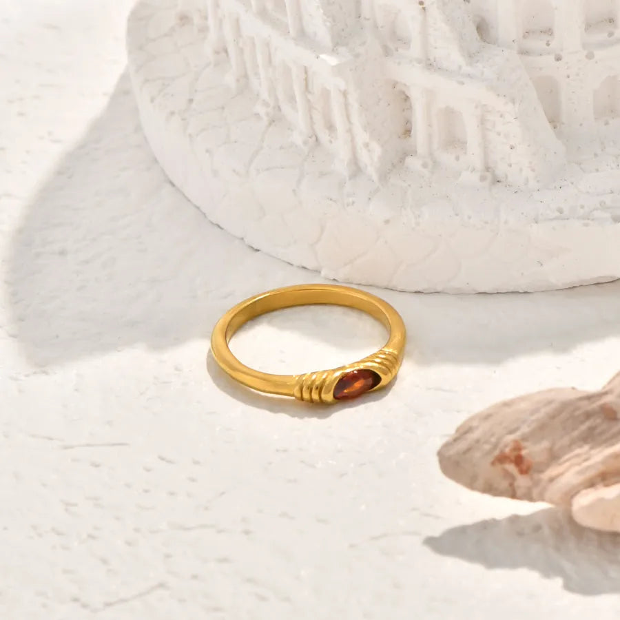 White Shell & Zircon Gold Plated Statement Ring