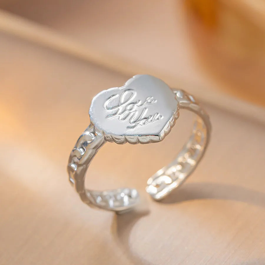 Geometric Titanium Steel Couple Ring K60 Steel Color Ring Open