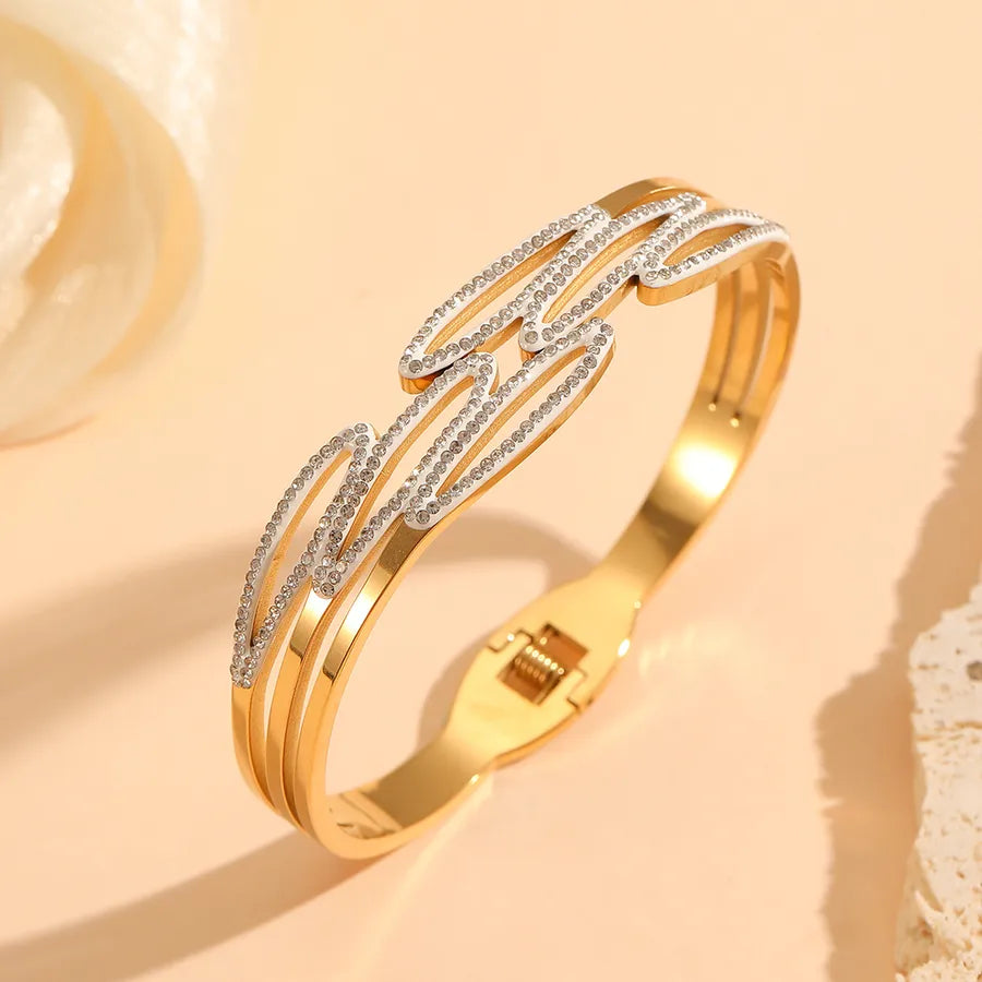 18K Gold PVD Geometric Stainless Steel Bangle