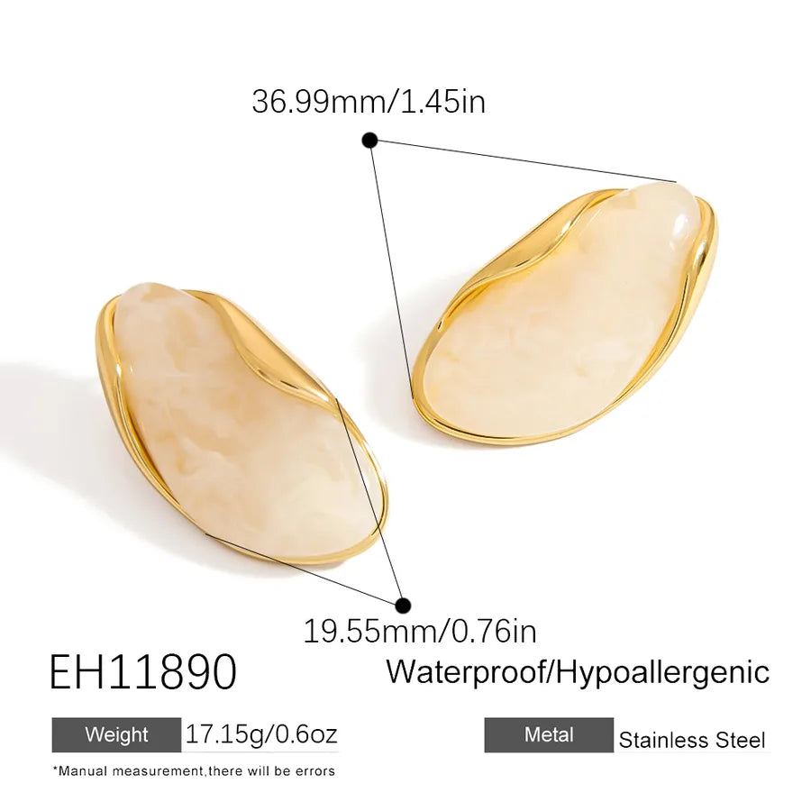 18K Gold Stainless Steel Pearl Stud Earrings EH11890