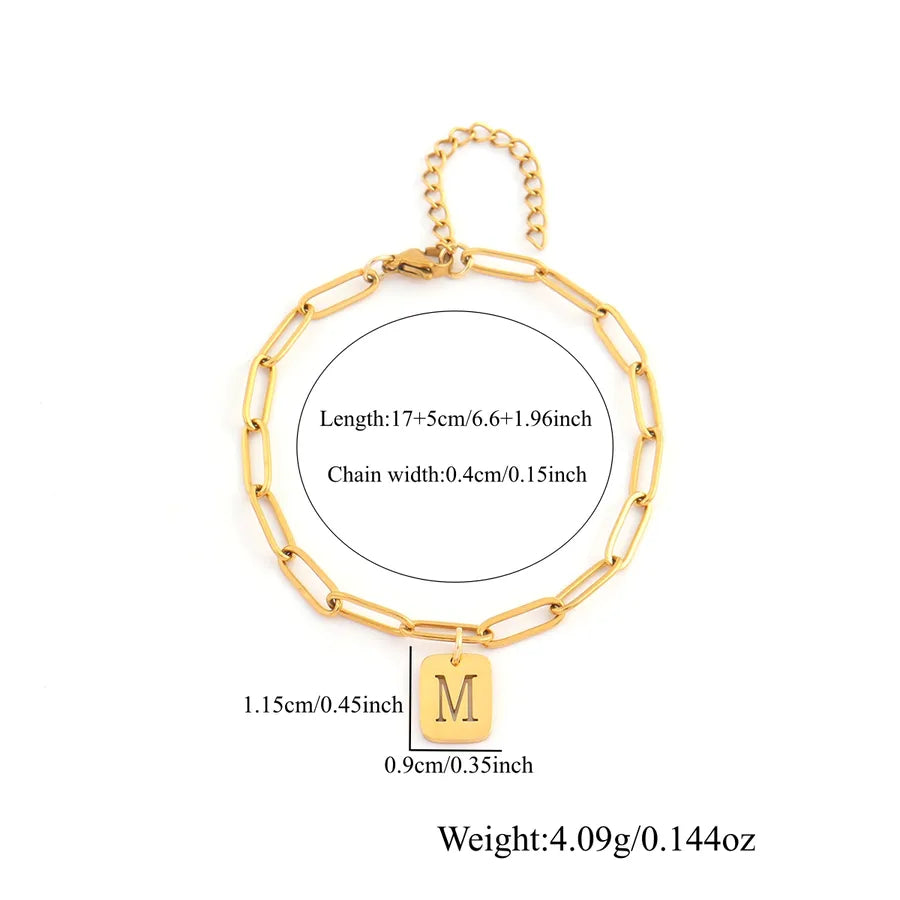 Gold Initial Paperclip Chain Bracelet
