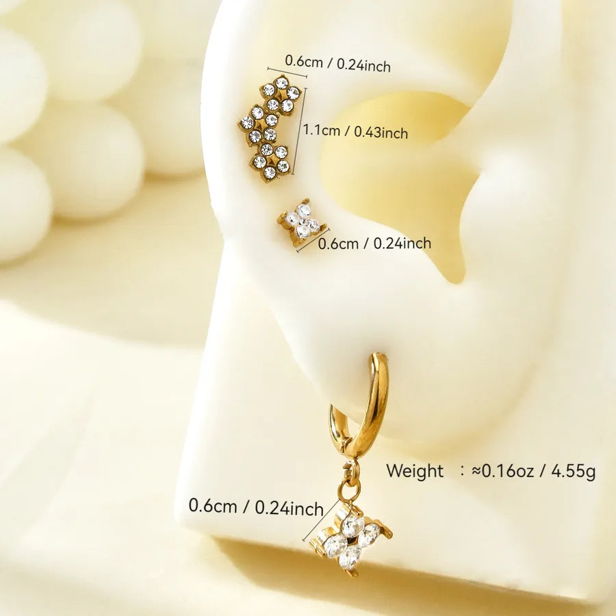 Elegant 18K Gold Plated Zircon Stud Earrings