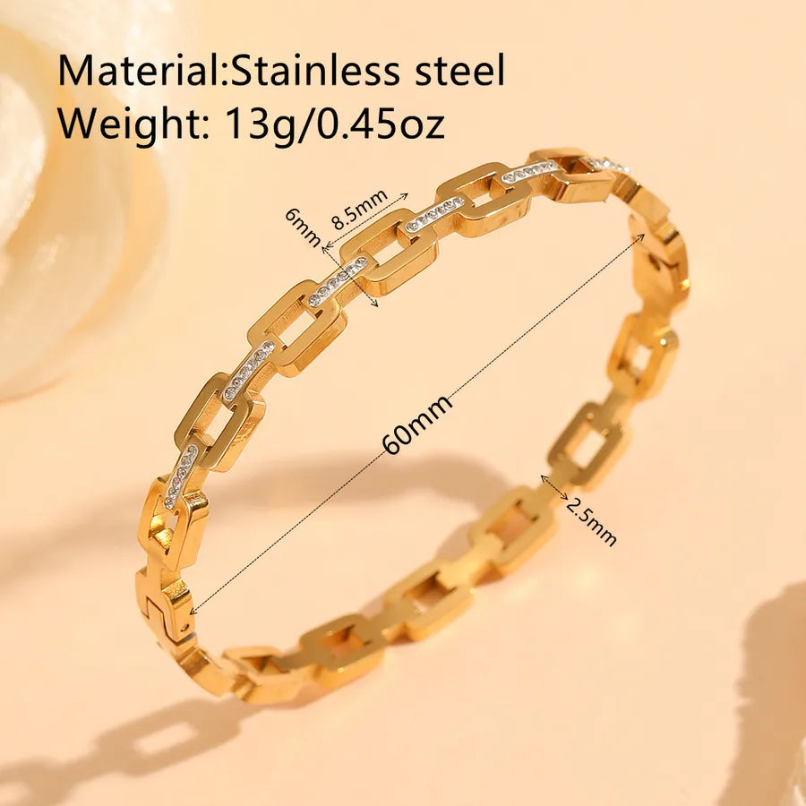 18K Gold PVD Geometric Stainless Steel Bangle