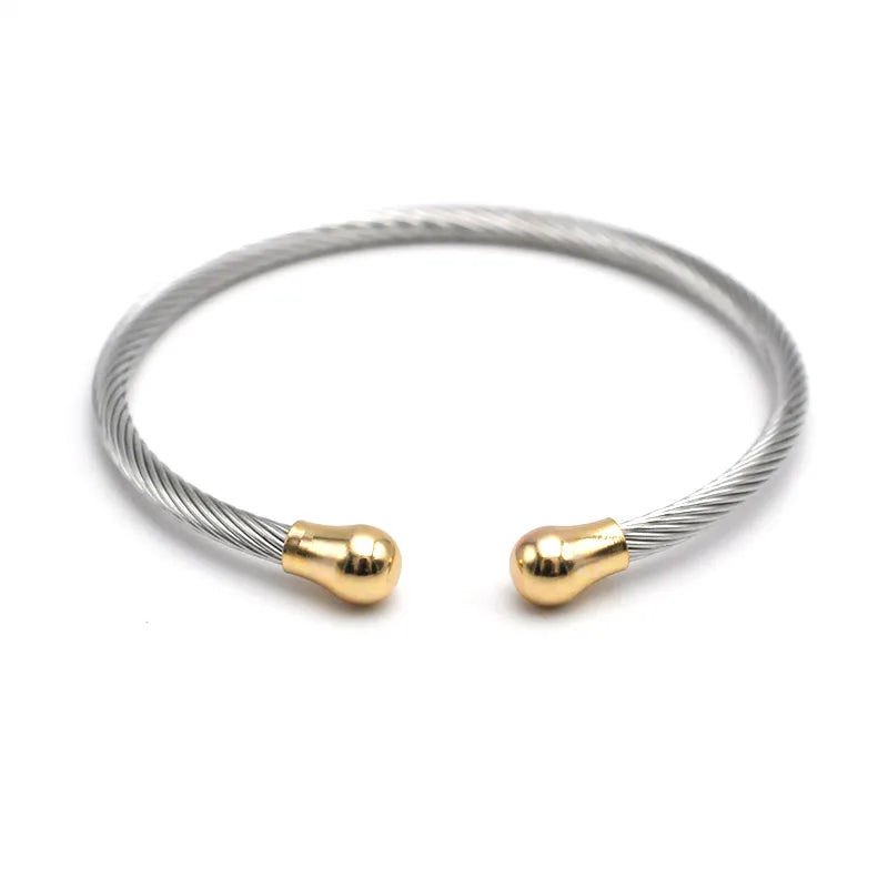 Gold Plated Wire Rope Open Hand Bracelet