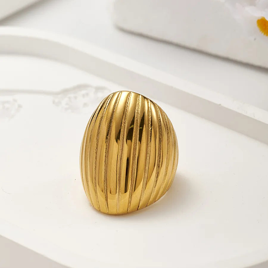 Gold Plated Stainless Steel Stripe Ring