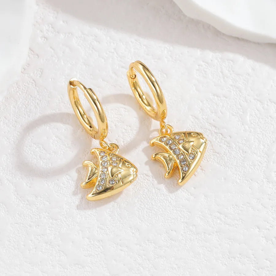 Gold Ocean Animal Earrings – Vintage Beach Style Tropical fish