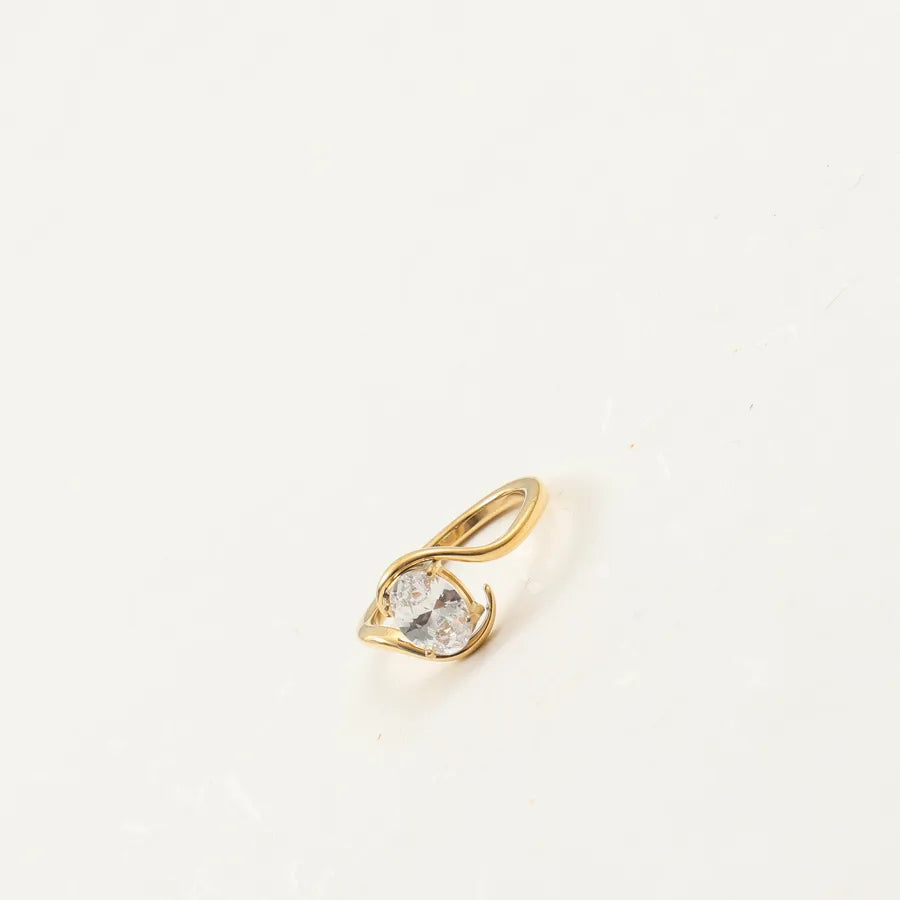 Rose Gold Geometric Zircon Ring for Women