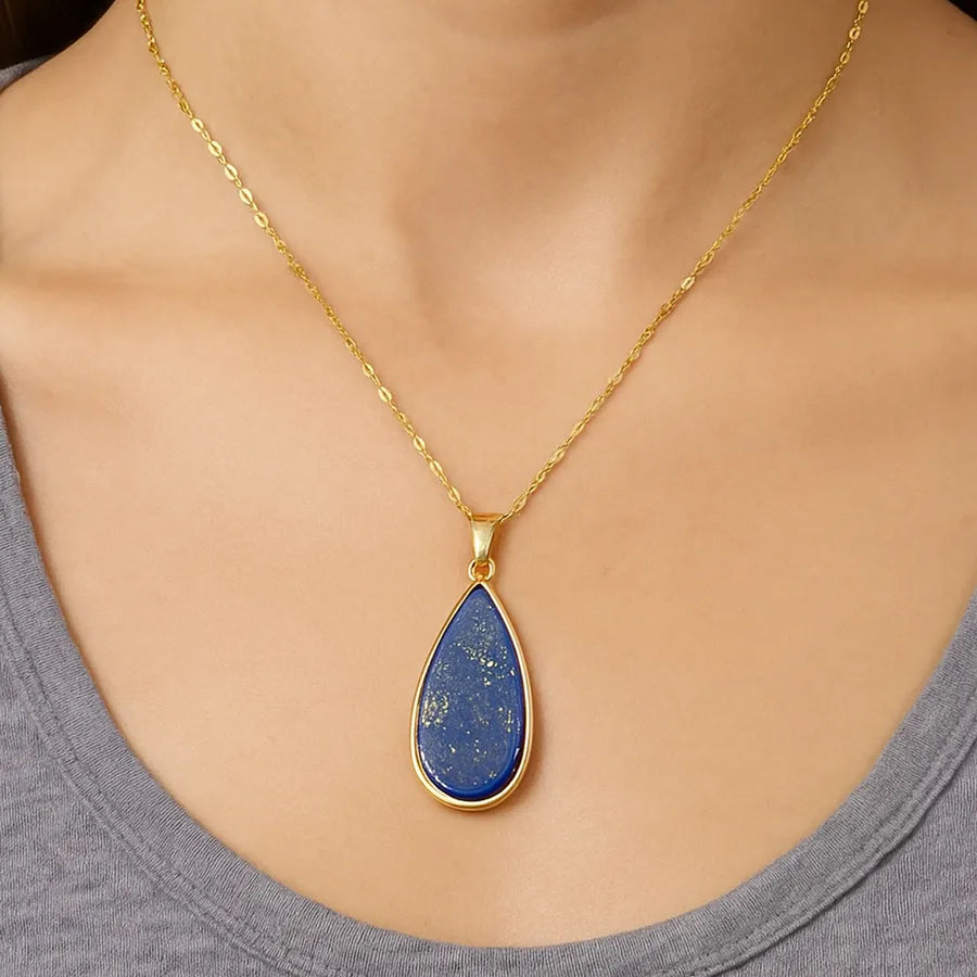 Lapis Lazuli Pendant Necklace – Handmade & Elegant Long water drops
