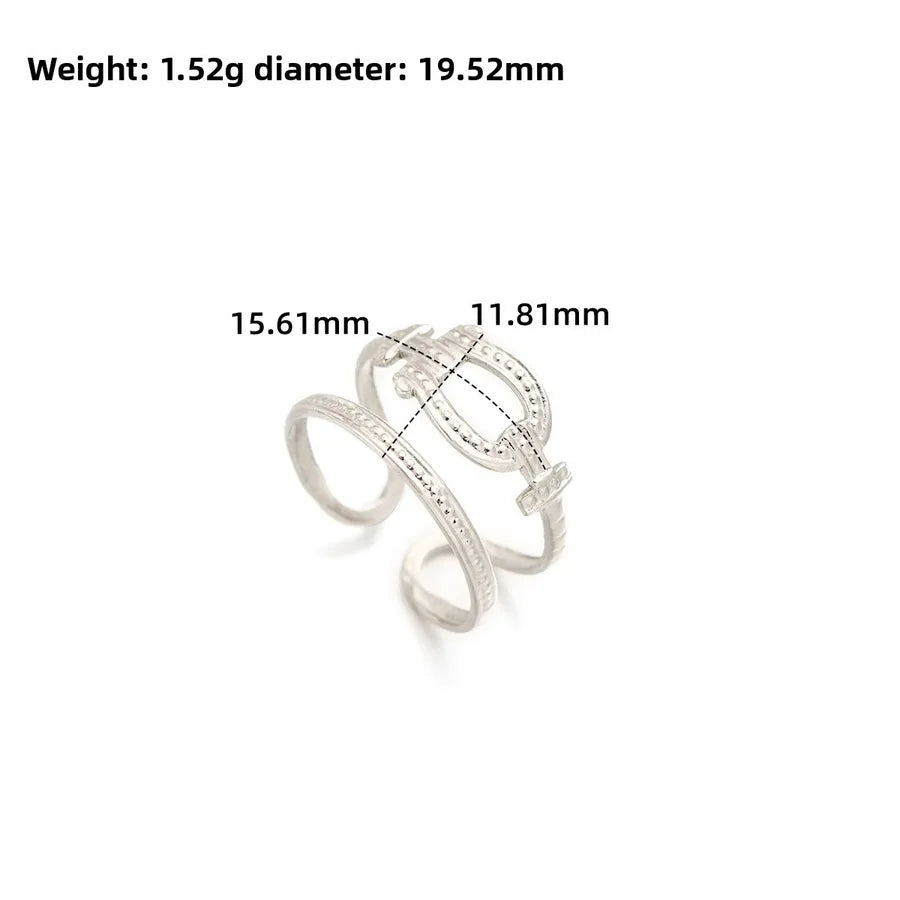 Gold Open Heart Stainless Steel Ring Adjustable Opening J307-Y Steel Color