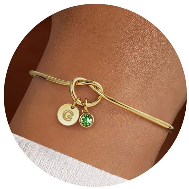 Stainless Steel Birthstone Initial Bracelet