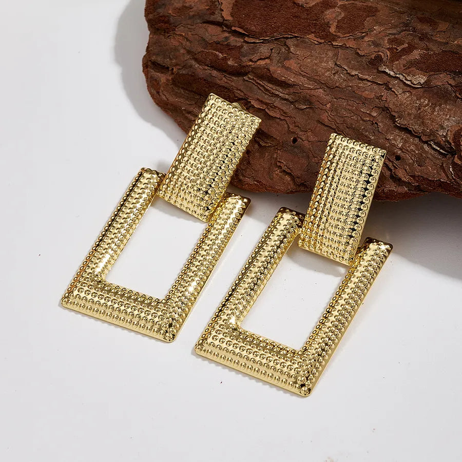 Gold Geometric Stainless Steel Earrings Needle Thickness: 0.8mm C (52x24mm) 1 Pair Package