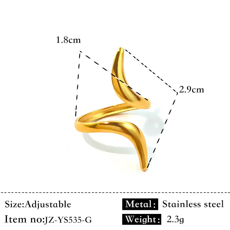18K Gold Geometric Twist Stainless Steel Ring