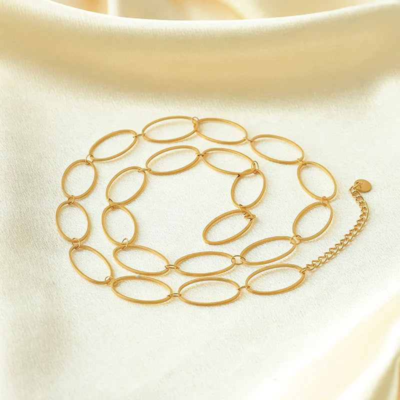 18K Gold PVD Stainless Steel Oval Necklace