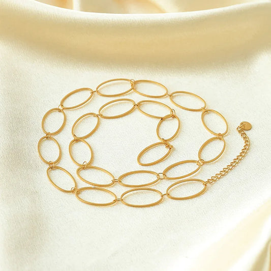 18K Gold PVD Stainless Steel Oval Necklace