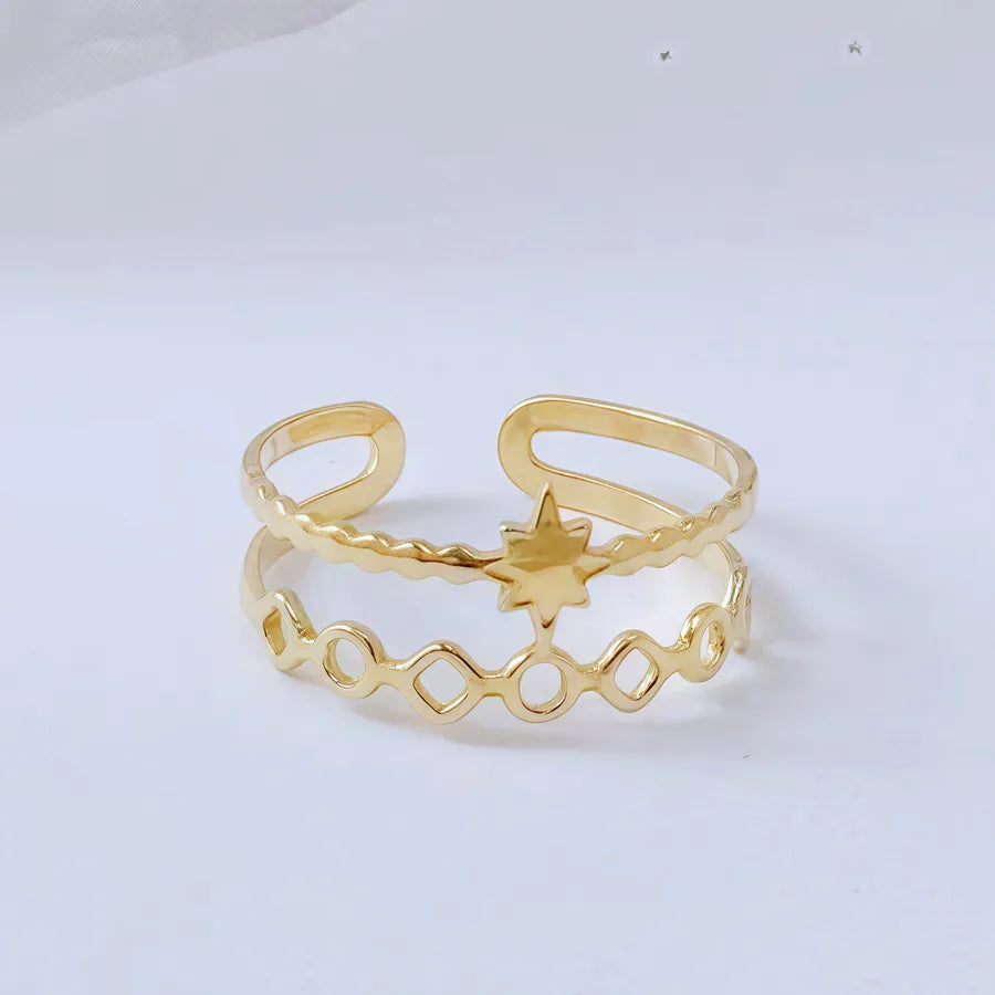 Gold Bamboo Titanium Steel Open Ring Adjustable Opening Golden Hydraulic J03