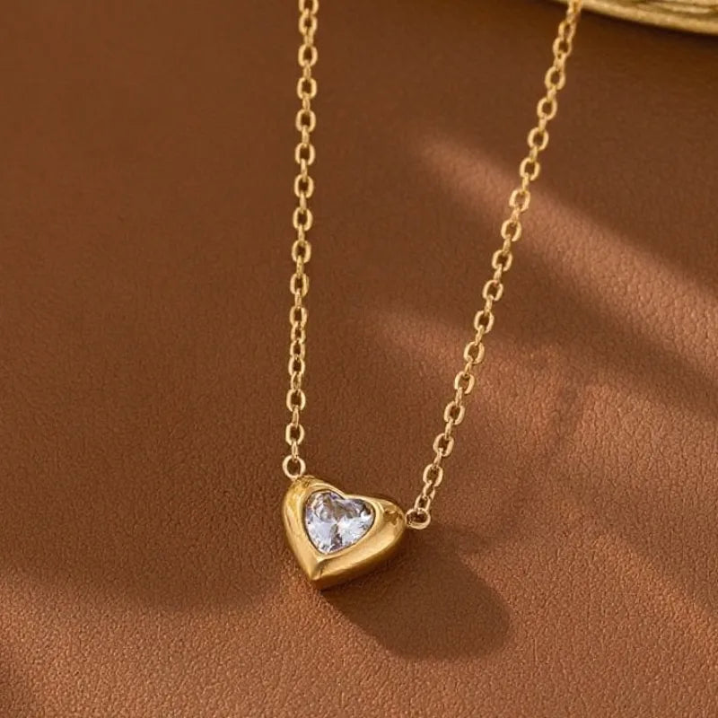 Titanium Steel Heart Pendant Necklace