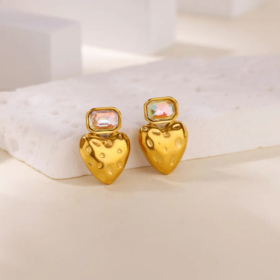 Gold Plated Geometric Pearl Stud Earrings