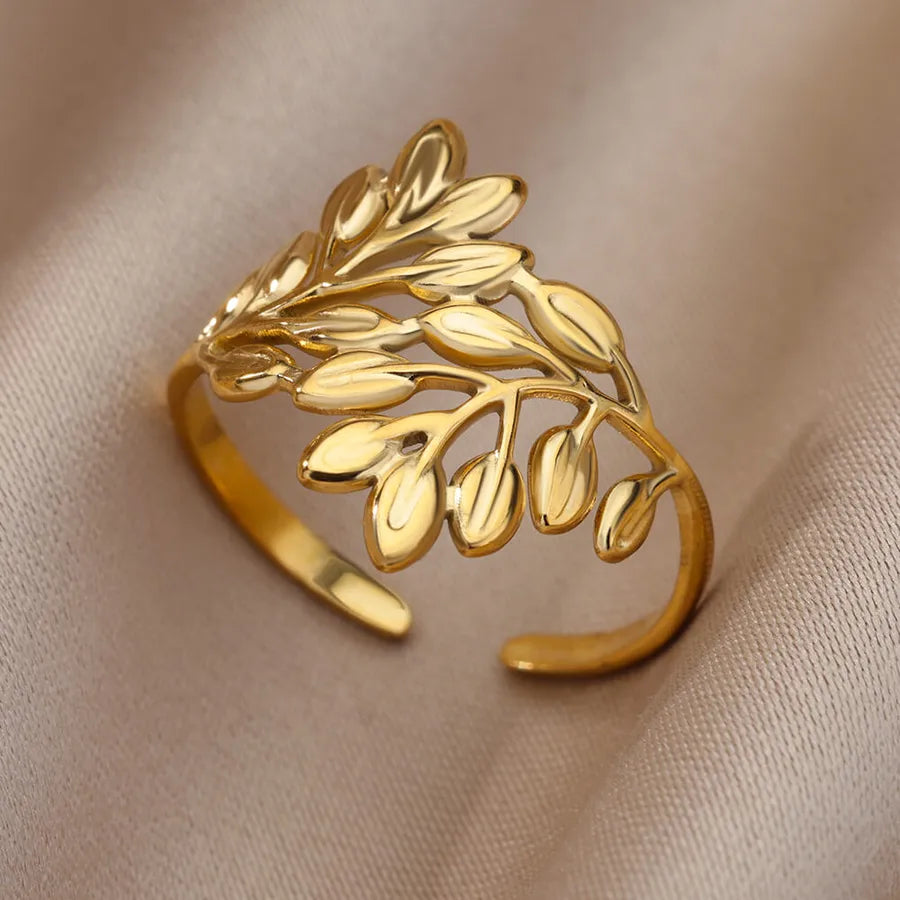 Gold Plated Palm Leaf Ring
