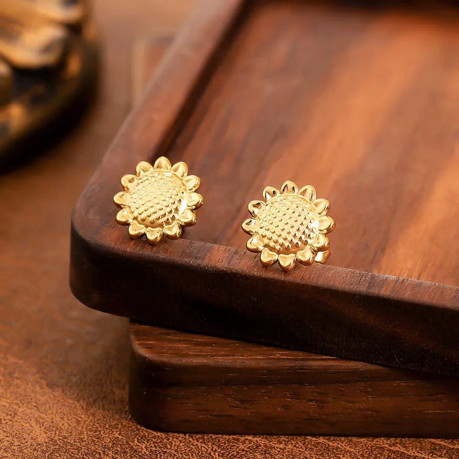 Vintage Sunflower Half Stud Earrings 3#【E1603-A】-Single Earring