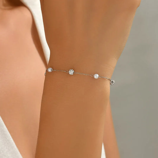 Elegant Silver Beaded Bracelet for Women