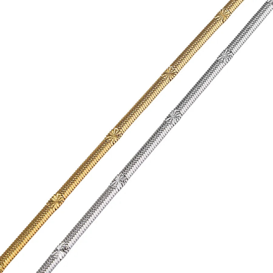 18K Gold Snake Bone Chain Necklace