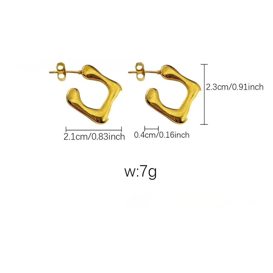 Elegant Gold Titanium Steel Hoop Earrings