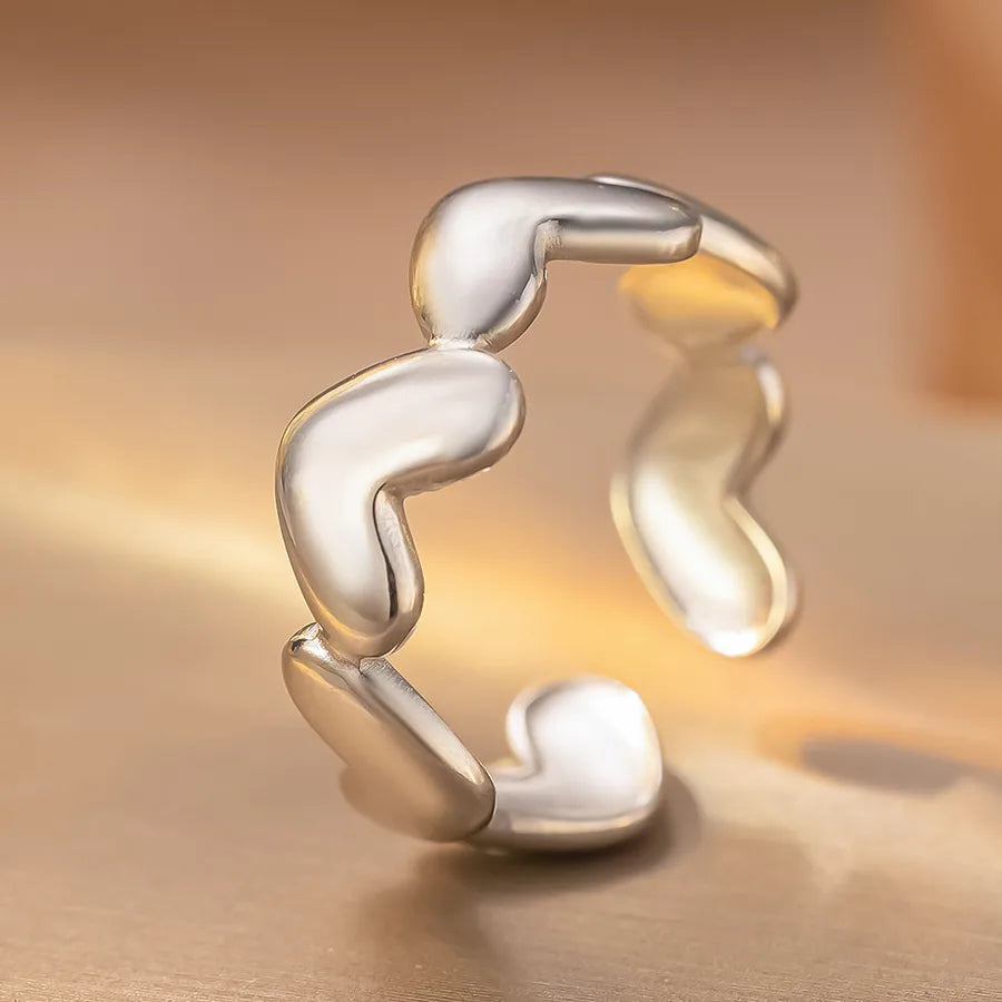 Geometric Titanium Steel Couple Ring K204 Steel Color Ring Open