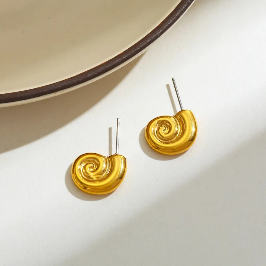 18K Gold Plated Snail Stud Earrings for Women