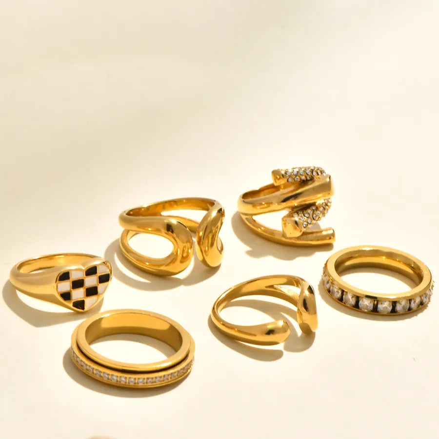 Gold Plated Geometric Heart Zircon Ring