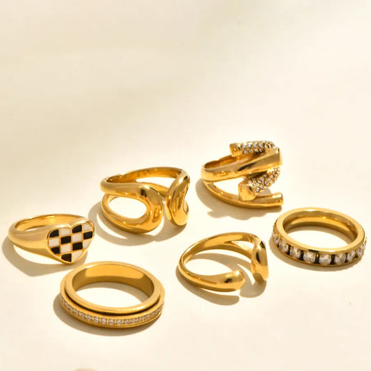 Gold Plated Geometric Heart Zircon Ring