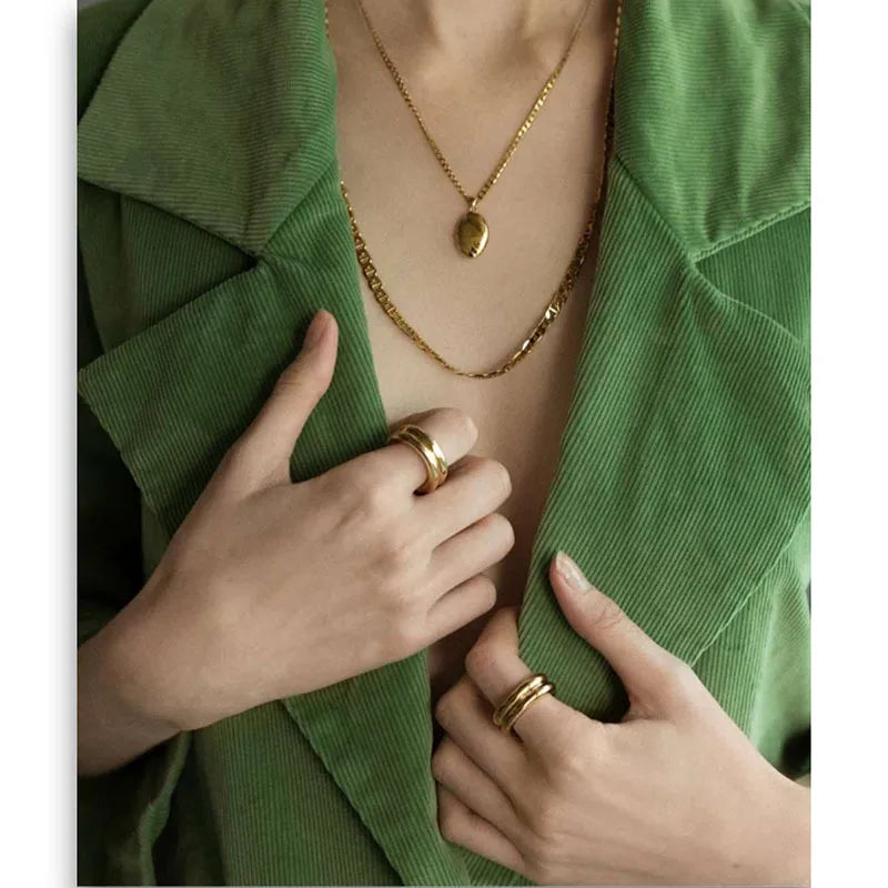 Minimalist Titanium Steel Geometric Couple Ring