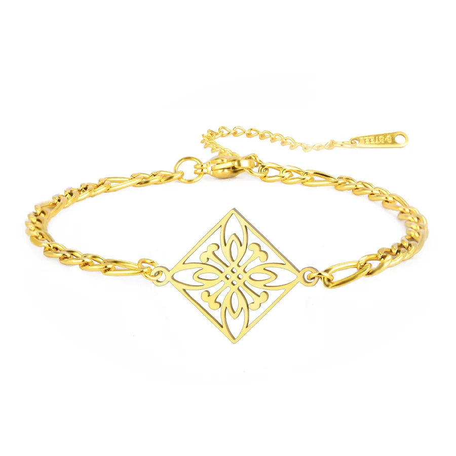 Boho Gold Flower Pendant Friendship Bracelet