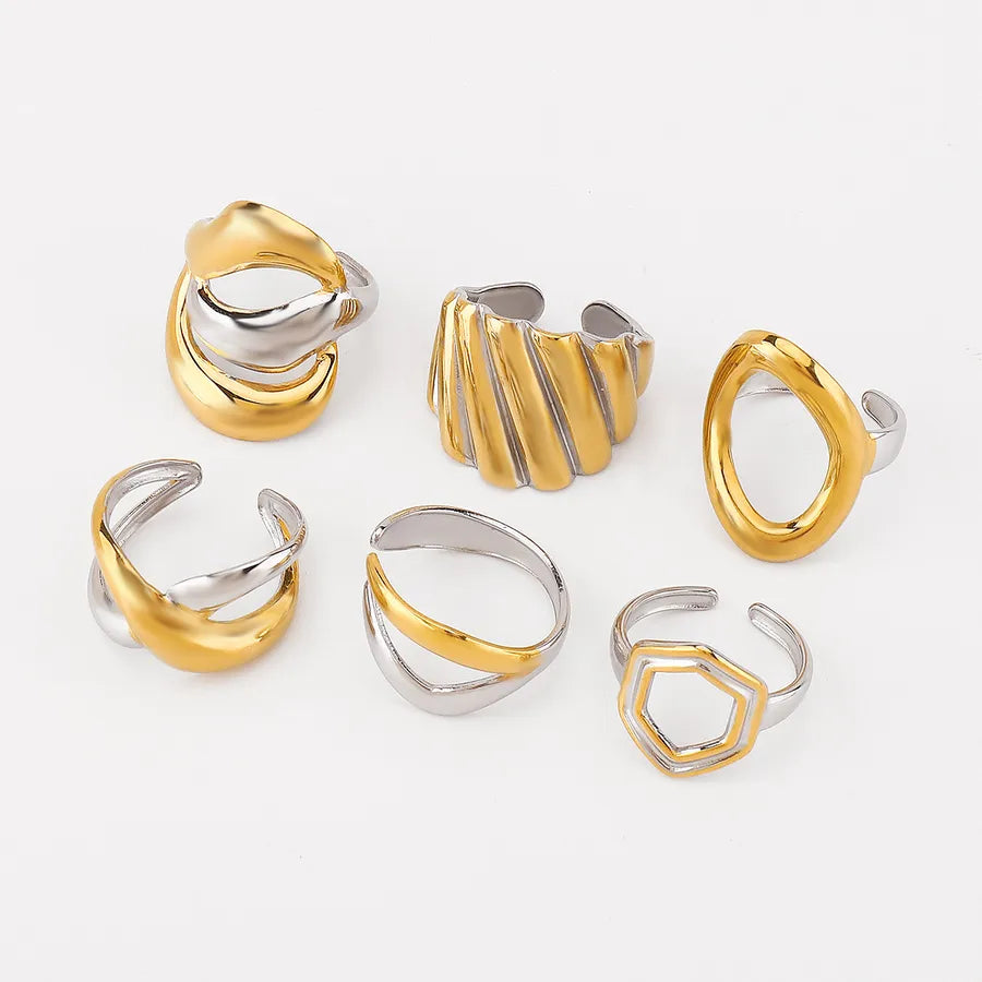 Geometric Stainless Steel Open Ring