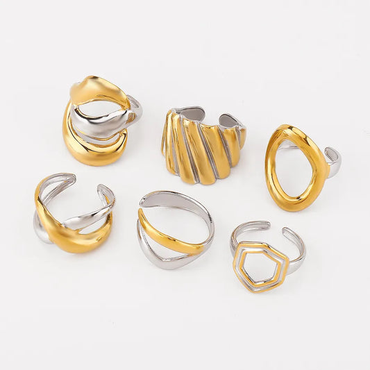 Geometric Stainless Steel Open Ring
