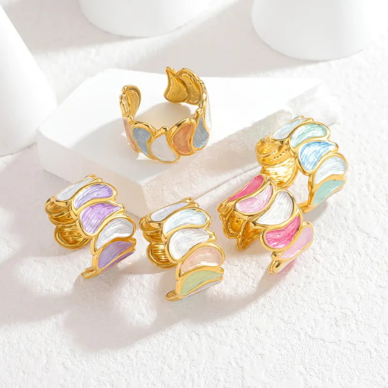 18K Gold Plated Enamel Stainless Steel Ring